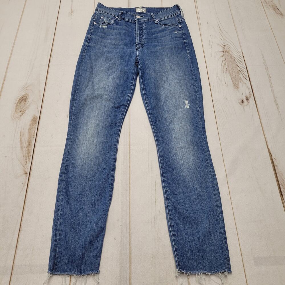 Mother the Stunner ankle fray skinny jeans button fly graffiti girl 24